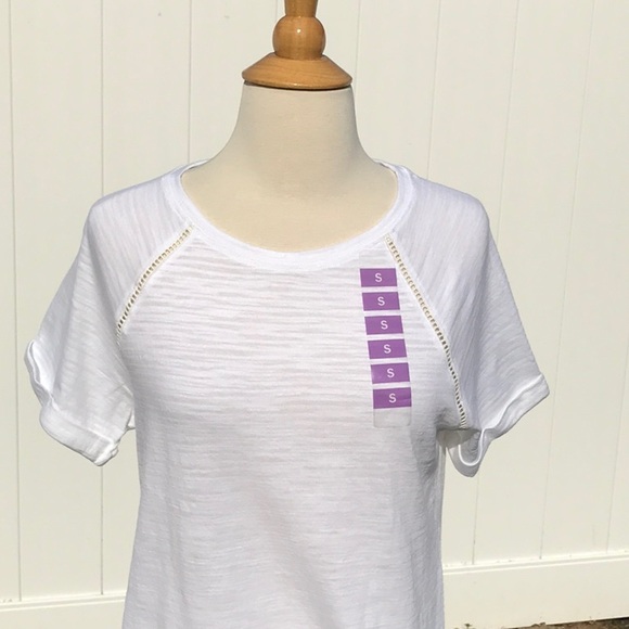 NWT Eddie Bauer White Baseball Style Ladder Trim T Shirt Size Small - Picture 3 of 16